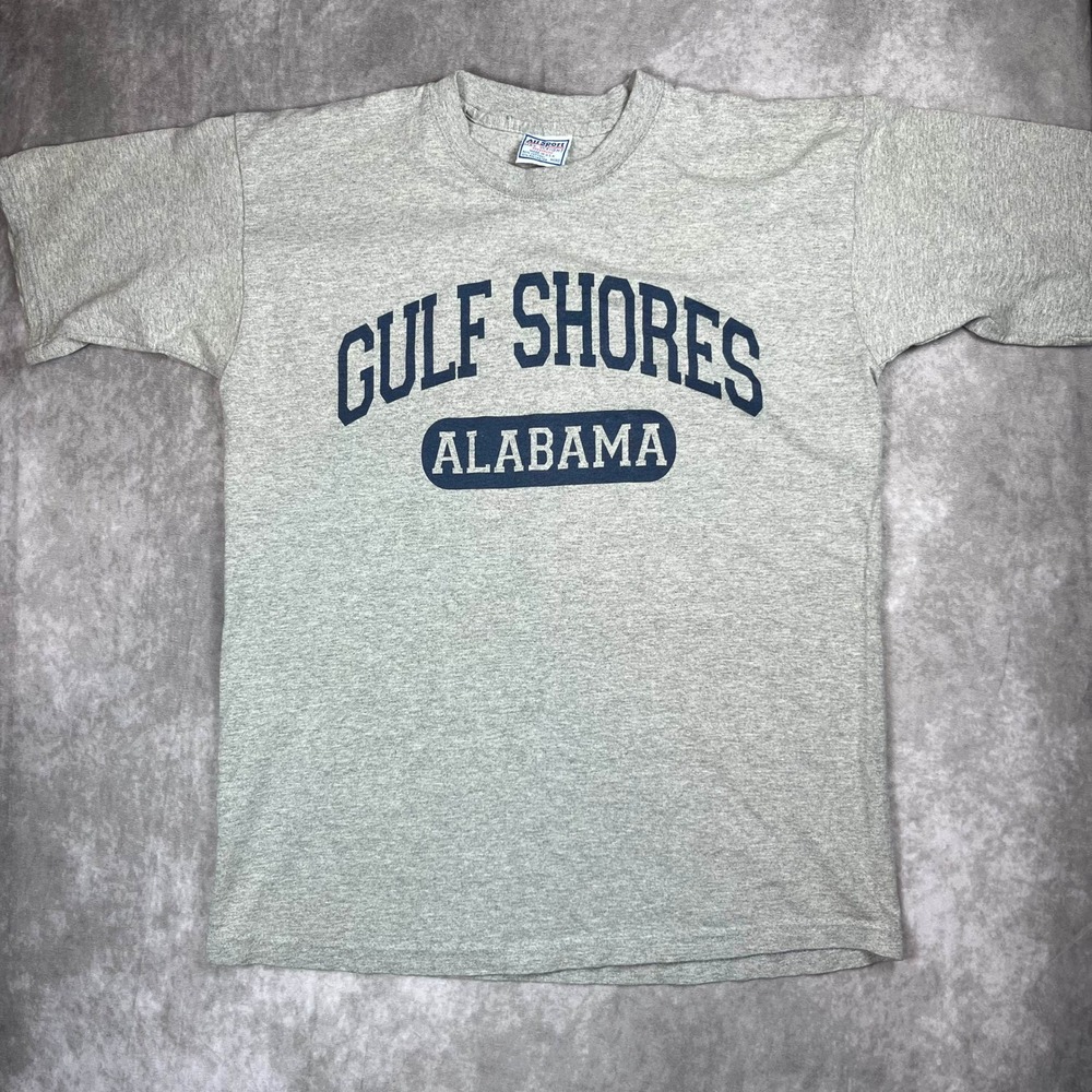 Vintage All Sport Gulf Shores Alabama T-Shirt Mens Medium Gray Made in USA 90s